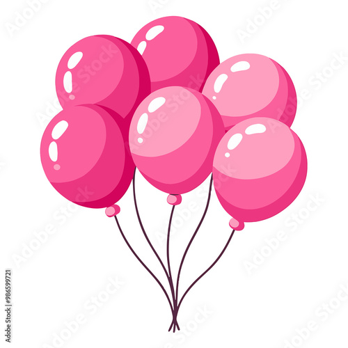 pink balloons isolated on transparent background