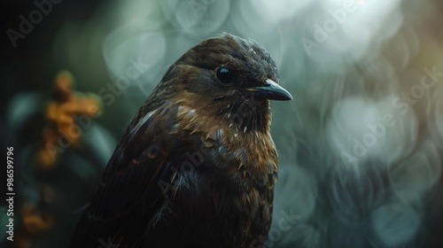 Nature wildlife image of bird standing on tree branch. Symbol of the wonders of the avian world.