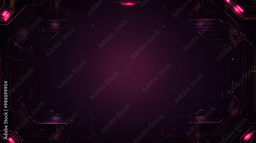 Obraz premium Abstract dark background with glowing circuit board frame.