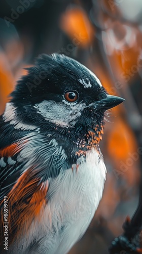 Nature wildlife image of bird standing on tree branch. Symbol of the wonders of the avian world.