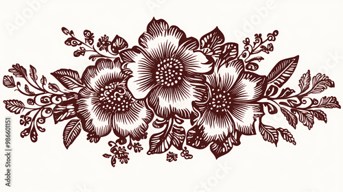 Floral henna design for mehndi tattoo and decoration in ethnic oriental style. Henna Design. Illustration photo