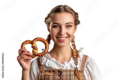 A person conceals their face with a pretzel, potentially embarrassed or trying to conceal identity