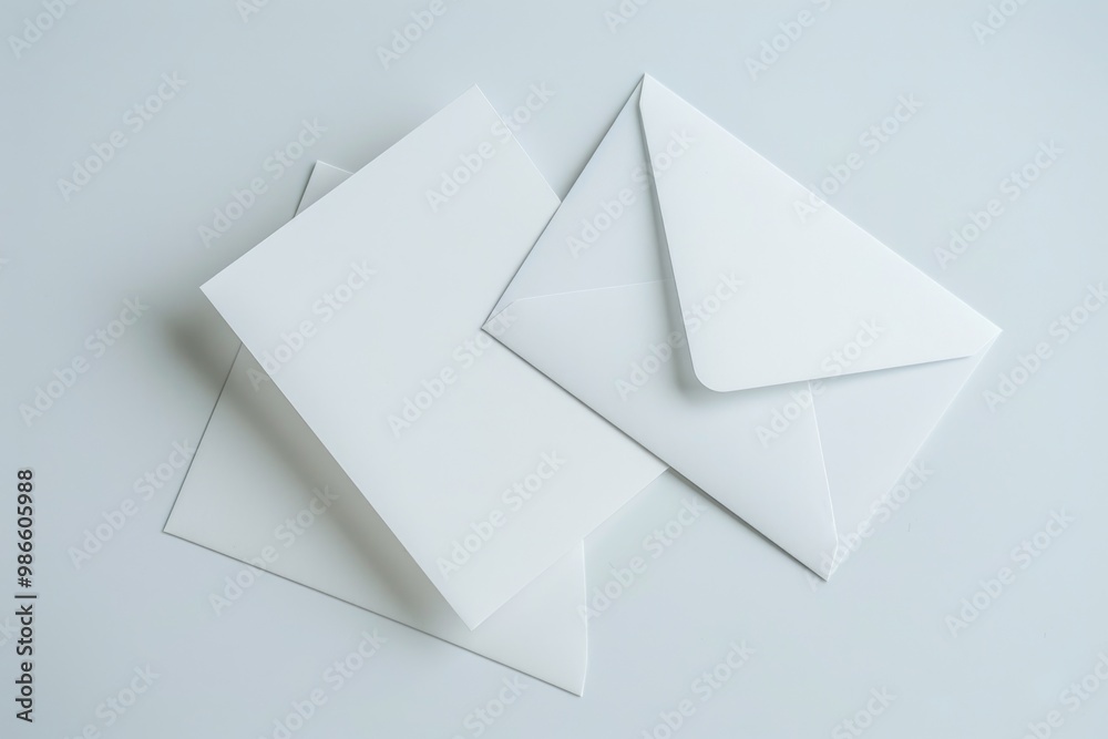 Three white envelopes stacked on top of each other Three white envelopes stacked on top of each other