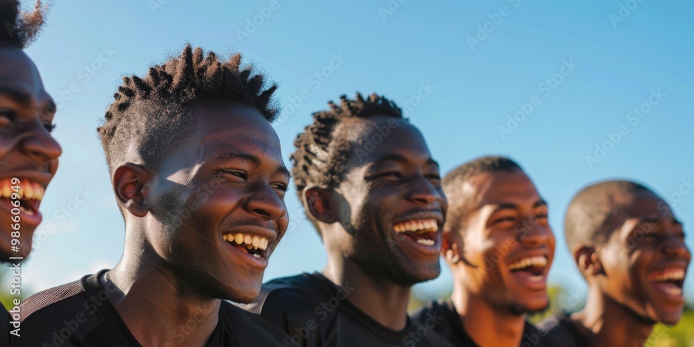 Obraz premium Young people socializing outdoors, potential use as illustration for friendship or community theme