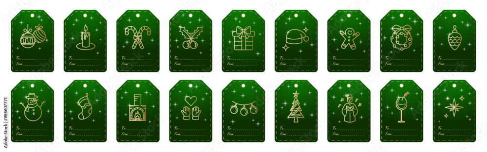 Christmas and New Year gift tags sets in vector. Paper labels set.