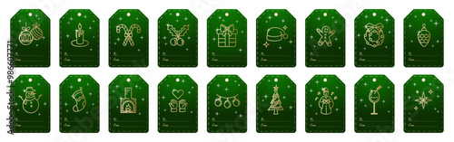 Christmas and New Year gift tags sets in vector. Paper labels set.