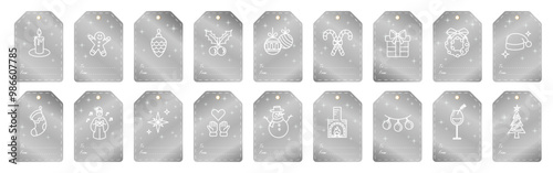 Christmas and New Year gift tags sets in vector. Paper labels set.