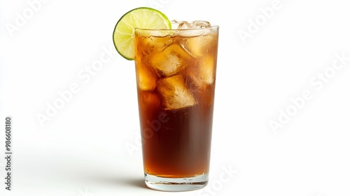 Refreshing Iced Tea with Lime Garnish in Tall Glass photo