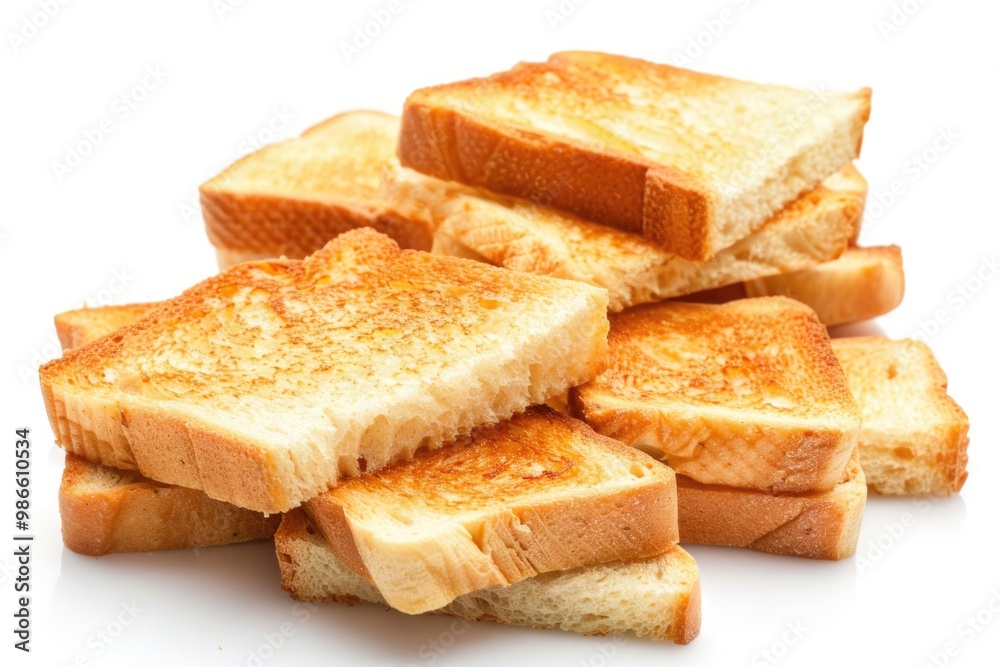 A stack of toasted bread slices piled high on top of each other A stack of toasted bread slices piled high on top of each other