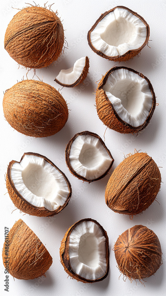 Fresh coconuts on a white background. Fresh coconuts on a white background.