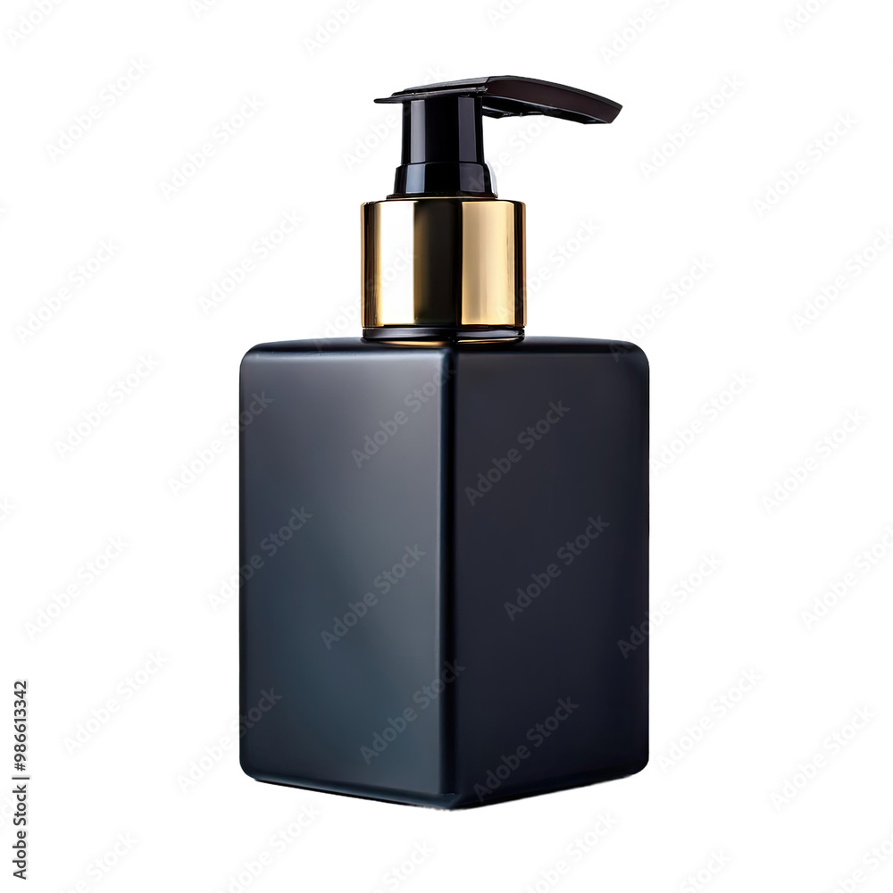 Obraz premium Black pump bottle with gold top