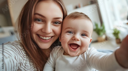 Selfie time for a mom and baby.