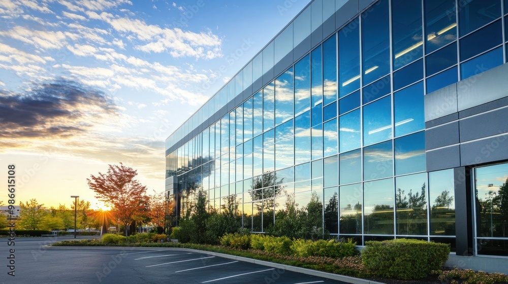 Obraz premium Modern Office Building at Sunset