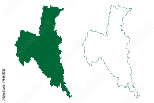 North 24 Parganas district (West Bengal State, Republic of India) map vector illustration, scribble sketch 24 PGS or North Twenty Four Parganas map