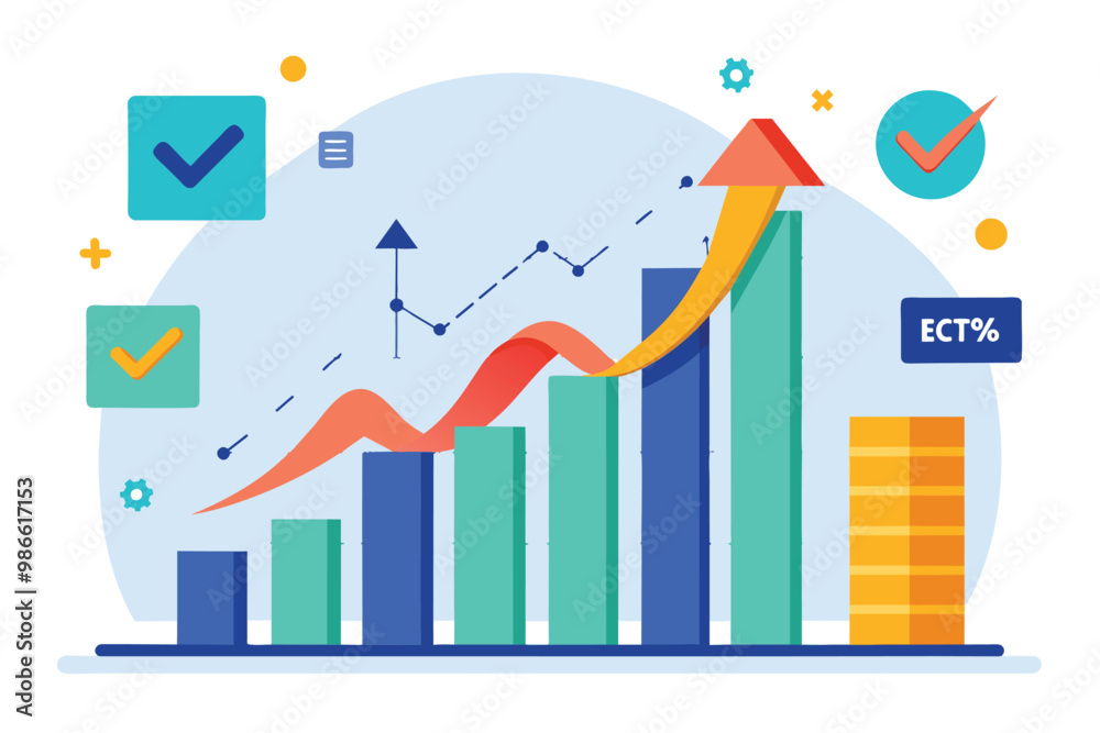 A vibrant growth chart shows increasing sales resulting from contract approvals, highlighting success metrics, Approving contracts to boost sales, no change in trend. A vibrant growth chart shows increasing sales resulting from contract approvals, highlighting success metrics, Approving contracts to boost sales, no change in trend.
