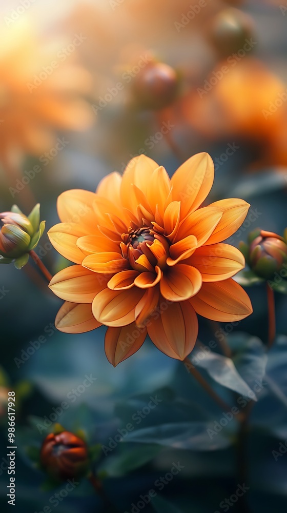 Close up of an orange flower blooming in the sunlight Close up of an orange flower blooming in the sunlight