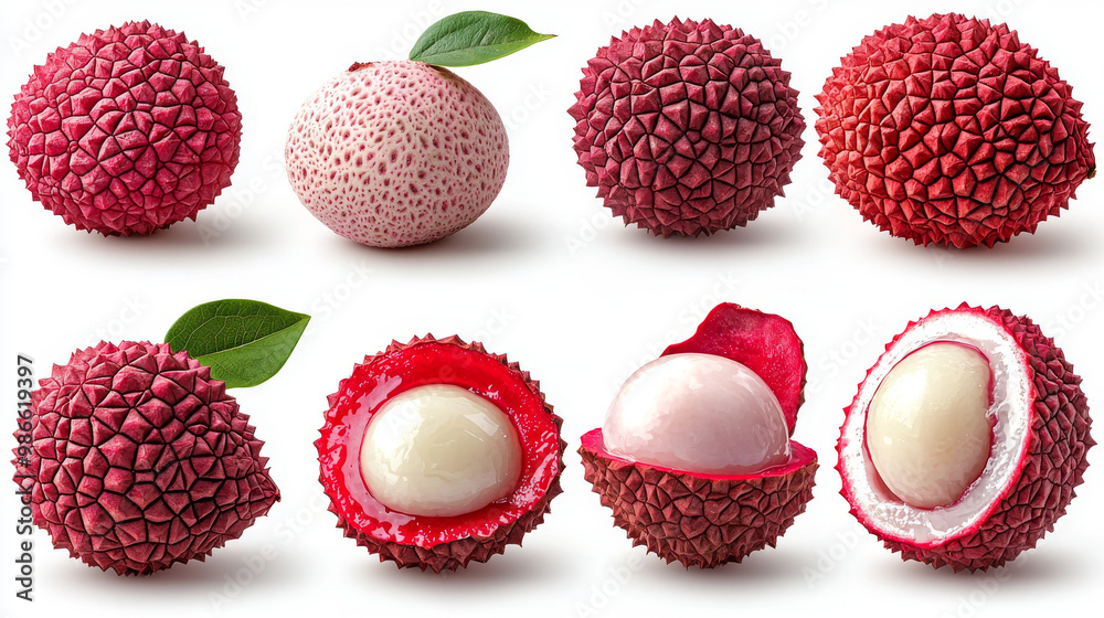 Fresh lychees isolated on a white background. Fresh lychees isolated on a white background.