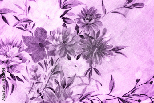 lilac floral pattern on fabric.  wallpaper in a rustic modern design.   lilac textile texture.