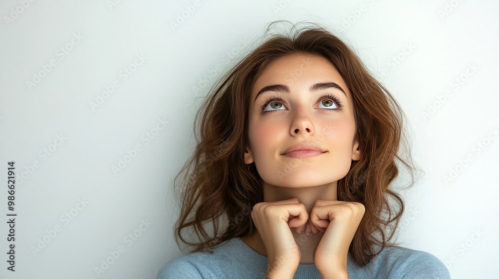 Woman deep in thought, isolated. Woman deep in thought, isolated.