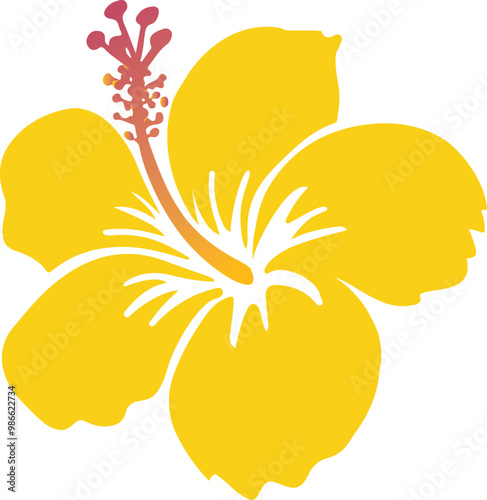 Yellow Hibiscus rosa-sinensis, also called Chinese hibiscus icon.