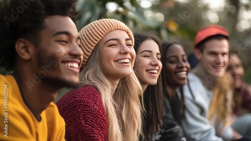 Happy young friends hang out