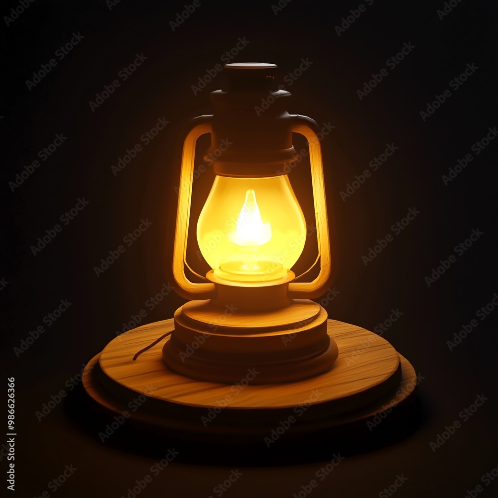 3D Lamp Icon: Essential Lighting for Home Illustration Logo