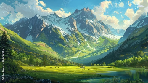 Nature landscape with mountains
