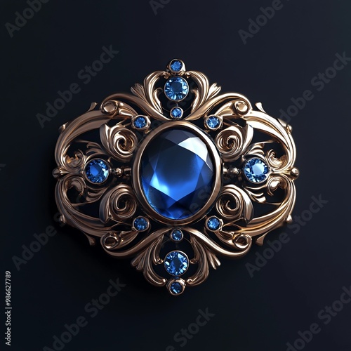 3D Brooch Icon: Elegant Decorative Jewelry Illustration Logo