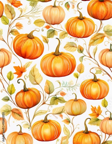 seamless pattern with pumpkins