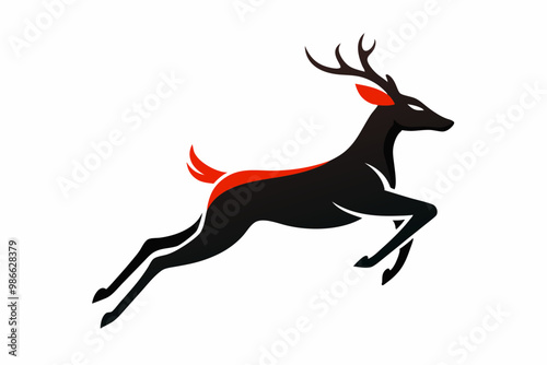 A dynamic vector artwork of a deer leaping at high speed, capturing the grace and agility of this majestic animal. Ideal for nature, wildlife, and outdoor-themed designs.