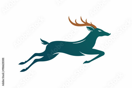 A dynamic vector artwork of a deer leaping at high speed, capturing the grace and agility of this majestic animal. Ideal for nature, wildlife, and outdoor-themed designs. photo