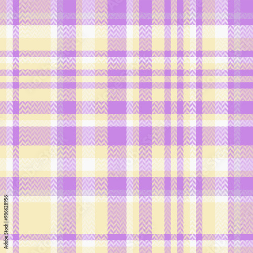 Identity fabric vector pattern, rest seamless textile plaid. Intricate check texture background tartan in light and purple colors.