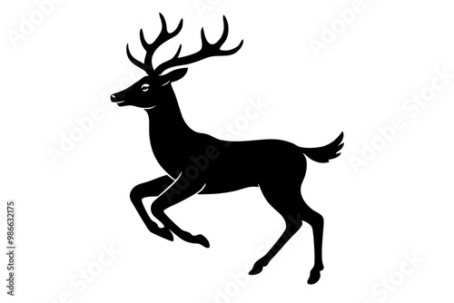 A vector art illustration of a deer mid-jump, highlighting its grace and agility. Ideal for wildlife, nature, and outdoor-themed designs.