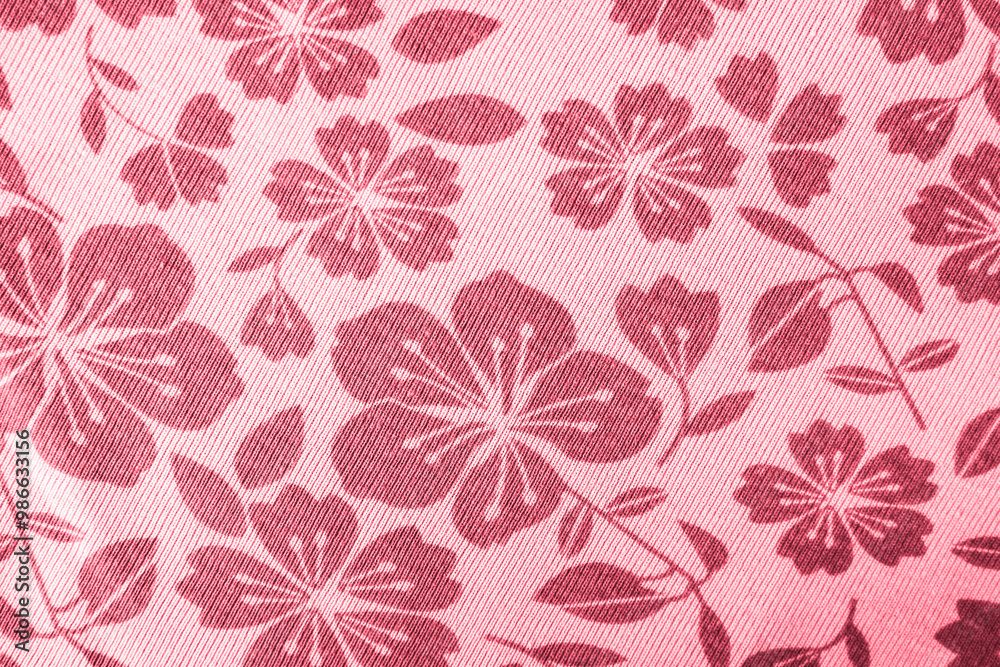 Obraz premium pink floral pattern on fabric. wallpaper in a rustic modern design. pink textile texture.