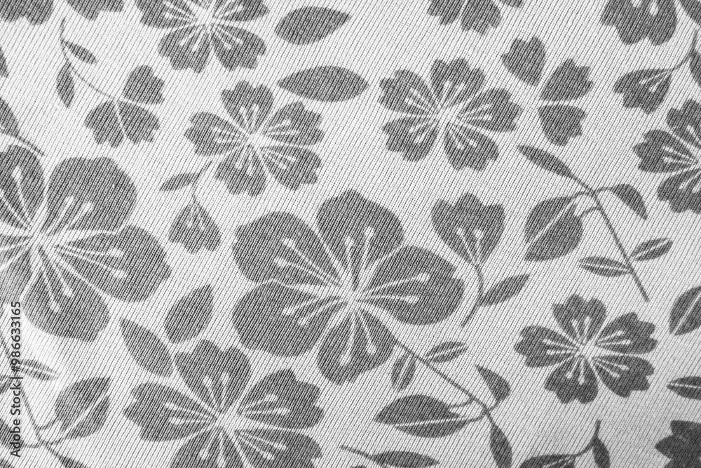 Obraz premium floral pattern on fabric. gray wallpaper in a rustic modern design. gray textile texture.