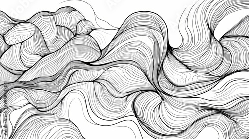 Line art of abstract movement for background, adult coloring book,coloring page and other design element. vector illustration. Zentangle. Illustration photo