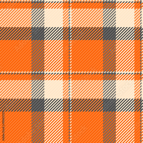 Choose tartan textile fabric, bed vector background seamless. Garment check plaid texture pattern in bright and orange colors.