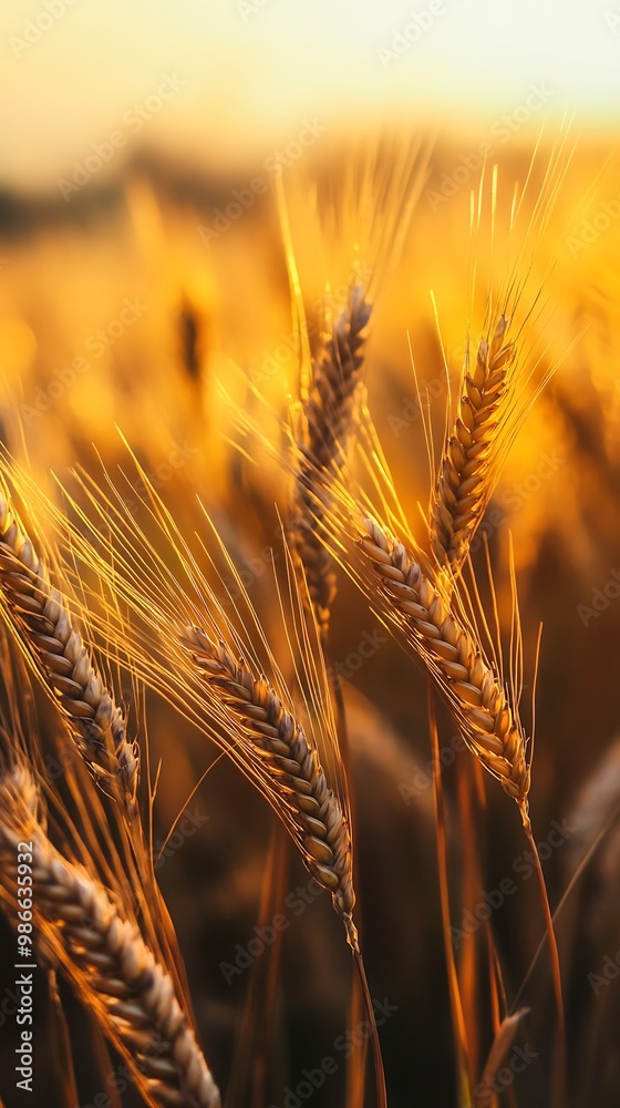 Golden Wheat Stalks in a Field at Sunset Golden Wheat Stalks in a Field at Sunset