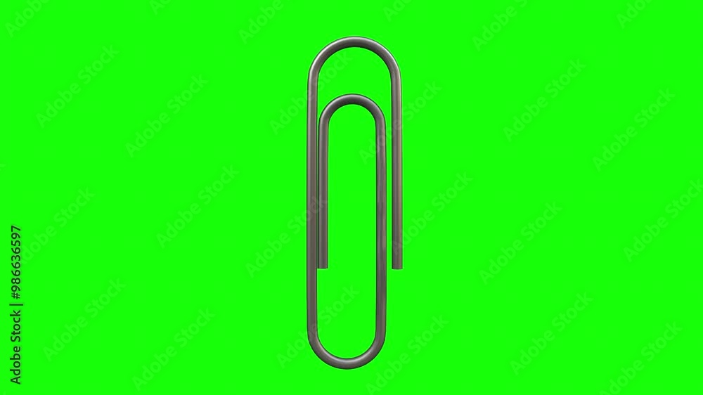 3D rendering of a paperclip on a green background 3D rendering of a paperclip on a green background