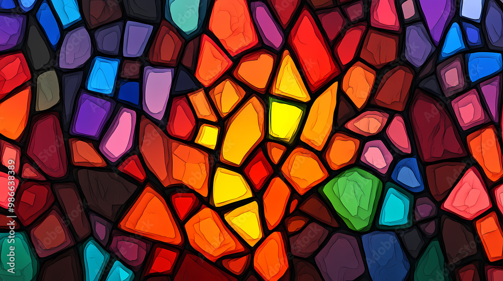 Multicolored stained glass with an irregular pattern. generative ai. Stained Glass. Illustration Multicolored stained glass with an irregular pattern. generative ai. Stained Glass. Illustration