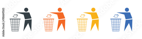 Vector Dispose Trash Icon In Multiple Color