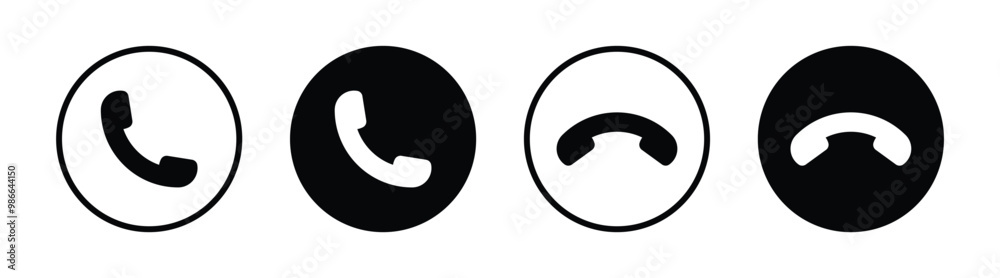 Vector Phone Call Icon Set. Answer And Decline Call Phone Button Vector Phone Call Icon Set. Answer And Decline Call Phone Button