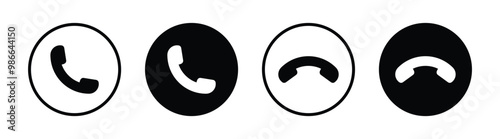 Vector Phone Call Icon Set. Answer And Decline Call Phone Button
