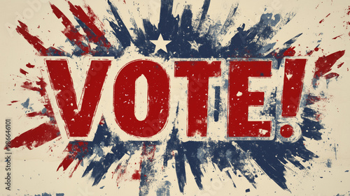 A vintage-inspired poster promoting civic engagement with bold red, white, and blue colors symbolizing patriotism and the importance of voting
