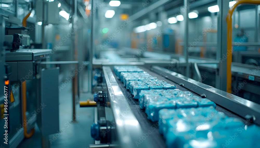 Close-up of an automatic conveyor belt showcasing a product in motion, highlighting the precision and efficiency of modern manufacturing processes. Close-up of an automatic conveyor belt showcasing a product in motion, highlighting the precision and efficiency of modern manufacturing processes.