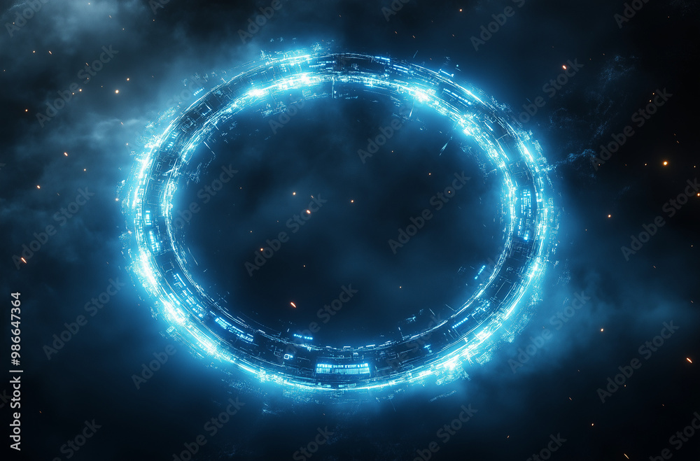 Fototapeta premium Circular Frame with Layered Transparent Rings: A Blueprint for Innovative Artistry