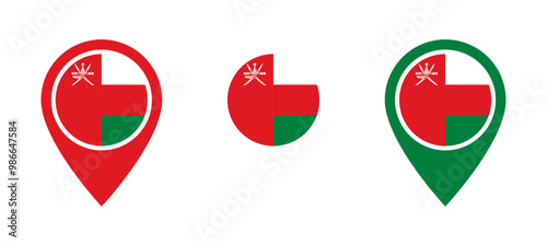 Oman flag location icon set