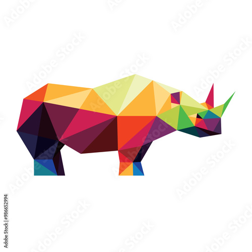 rhinoceros colorful polygonal graphic vector. Rhino Illustration abstract vector. Good for kids animal book