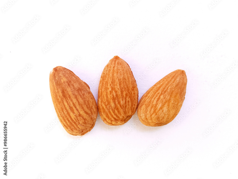 Set of Almonds isolated on white background