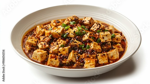 Mapo Tofu Sichuan Style - Spicy Tofu Dish in Bowl.